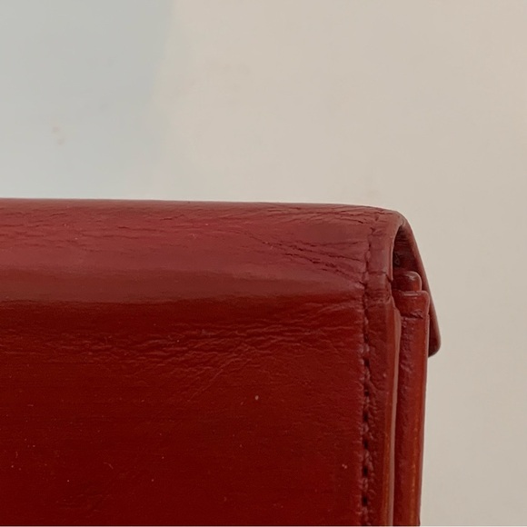 VTG Coach Red Leather Coin Pouch Geometric Envelope Expandable RESTORED 90s Y2K - Picture 10 of 16